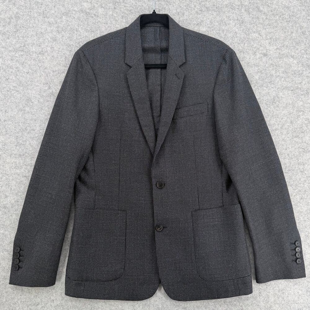 Sandro Paris Houndstooth Gray/Black Wool Two-Button Blazer Size US LARGE (50 FR)